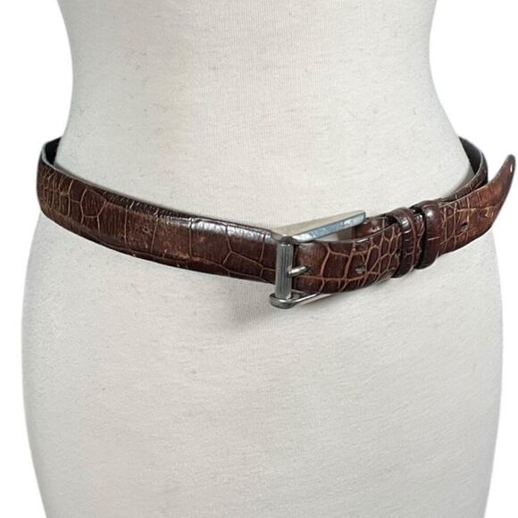 Tulliani Italian Calfskin Leather Belt Silver Solid Brass Buckle Made in Italy - Picture 2 of 15